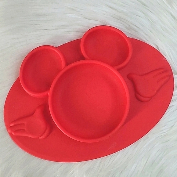 Disney The First Years Mickey Mouse Silicone Sectioned Plate & Placemat Red - Picture 2 of 9